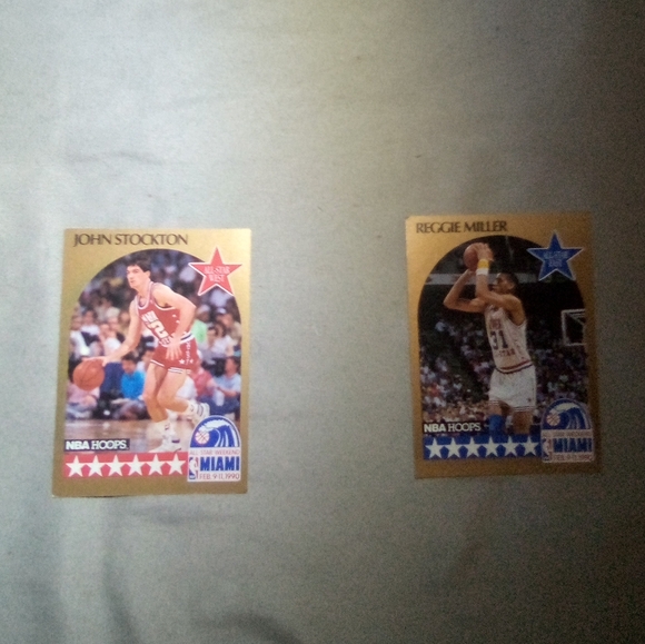 John Stockton and Reggie Miller card 2pack Miami all-star-weekend 1990 NBA HOOPS - Picture 1 of 3
